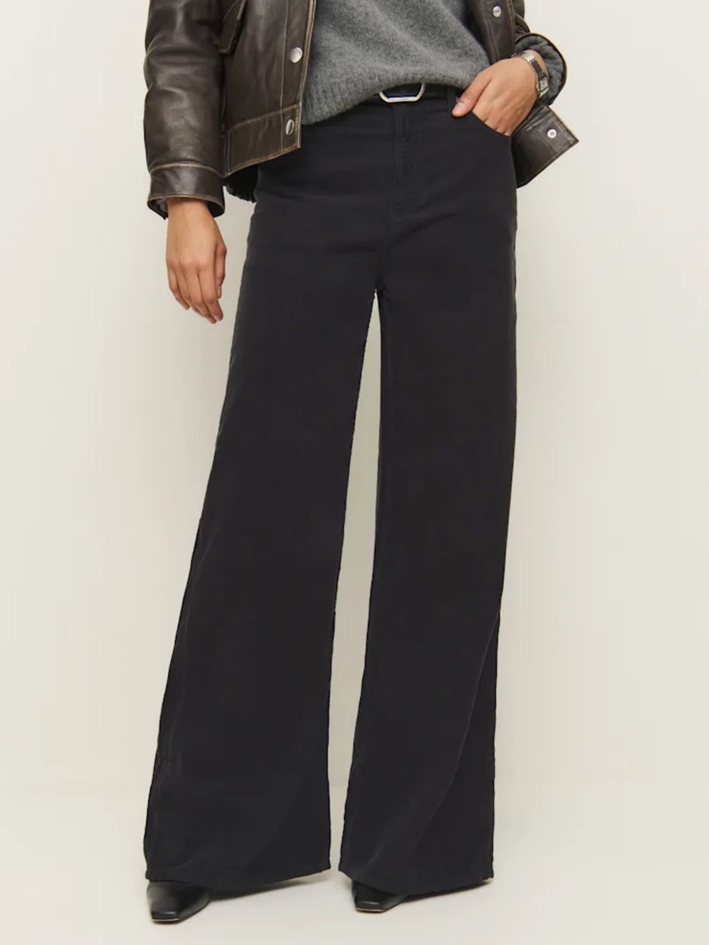 Reformation Eden Wide Leg Corduroy Pants in Black Size 30 NEW Contemporary